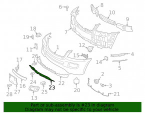 Нижня накладка переднього бампера нижня Mercedes W164 ML 09-11