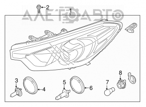 Фара передняя правая Kia Forte 4d 14-16 дорест галоген + led drl