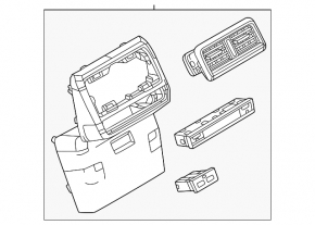 Накладка центральной консоли задняя Mazda CX-50 23-26 черная с дефлектором, USB Hub и подогревом заднего ряда