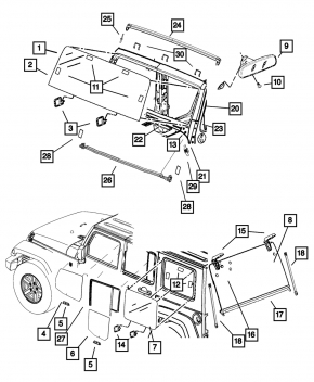 Амортизатор скла дверцят багажника лівий Jeep Wrangler 11-17