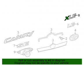 Эмблема XLE крышки багажника Toyota Camry v50 12-14 usa