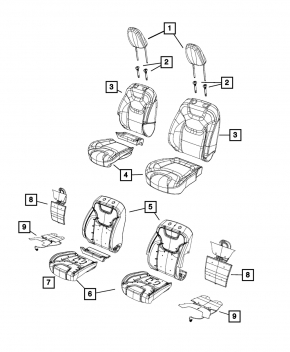 Пассажирское сидение Jeep Cherokee KL 14-18 без airbag, механич, ткань черн