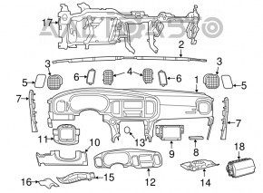 Торпедо передняя панель без AIRBAG Dodge Charger 15-23 рест черн 3.6