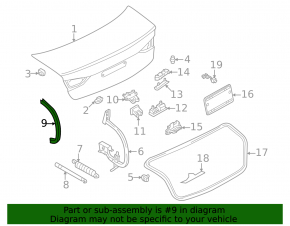 Накладка петли крышки багажника левая Audi A3 22-26