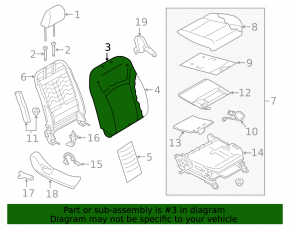 Пассажирское сидение Subaru Outback 15-17 без airbag, механич, ткань беж