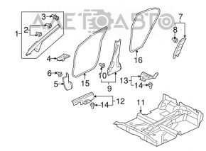 Накладка центральной стойки верхняя ремень правая Honda Civic 4d 06-09