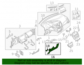 Накладка колени водителя Ford Focus mk3 13-18 черная