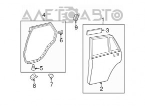 Уплотнитель двери задней левой Lexus RX300 RX330 RX350 RX400h 04-08