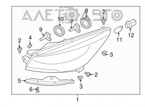 Фара передняя правая голая Ford Escape MK3 13-16 дорест галоген