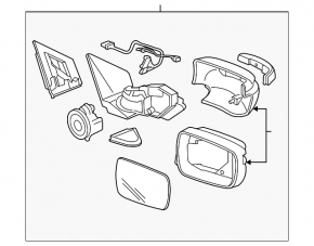 Дзеркало бічне праве у зборі Acura MDX 07-08