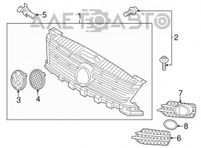 Решетка радиатора grill VW Tiguan 12-18 рест