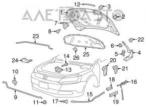 Отбойник капота левый VW Golf 15-21 на капоте