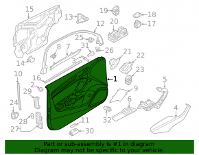 Обшивка двери карточка передняя левая Audi A3 8V 15-20 4d, 5d, черная, кожа, Bang and Olufsen
