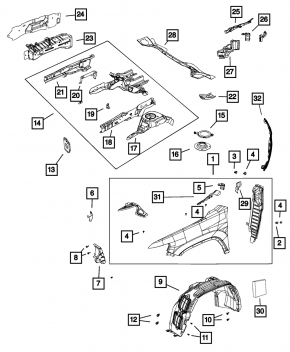 Подкрылок передний правый Jeep Cherokee KL 19-23
