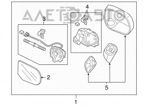 Зеркало боковое правое в сборе Honda Civic 4d 06-12 3 пина, черное