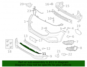 Накладка губы переднего бампера Ford Edge 19-24 черная