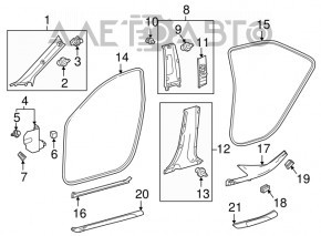 Накладка передней стойки нижняя левая Toyota Camry v70 18-24 серая, потерта