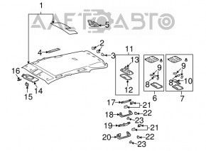 Козырек правый Lexus RX300 RX330 RX350 RX400h 04-09 серый, без крючка
