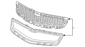 Решетка радиатора grill центральная Chevrolet Malibu 13 дорест черн