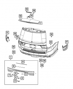 Фонарь центральный Dodge Durango 14-23