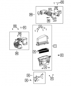 Воздухоприемник Jeep Cherokee KL 19-23 2.4