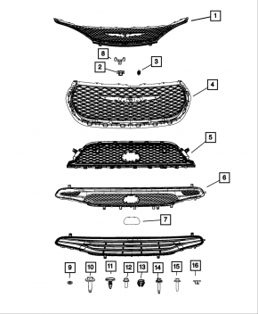 Решетка радиатора grill в сборе Chrysler Pacifica 17-26 без камеры