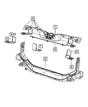Подушка радиатора верхняя левая Jeep Compass 11-16 резина + металл