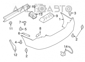 Клык усилителя заднего бампера правый Nissan Versa 12-19