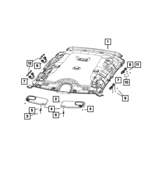 Обшивка потолка Fiat 500L 14-19 без люка