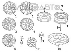 Запасное колесо докатка Jeep Cherokee KL 14-23 D17 165/80, компактная