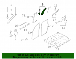 Накладка центральной стойки верхняя ремень левая Subaru Forester 08-13 SH серая