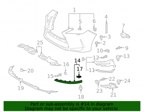 Губа переднего бампера правая Lexus RX350 RX450h 16-22