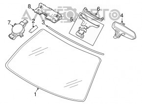 Накладка дзеркала внутрішньосалонного BMW 5 G30 17-23 чорна, без камери, 3 частини