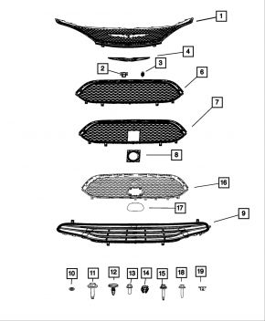 Эмблема решетки радиатора grill Chrysler Pacifica 17-20