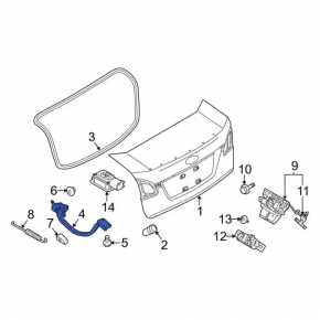 Петля крышки багажника левая Ford Fiesta 11-19 4d