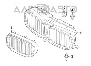 Решетка радиатора grill правая BMW 5 G30 17-20 Sport Line