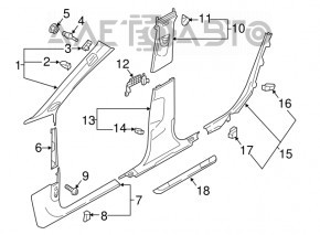 Накладка передней стойки верхняя левая Audi A4 B9 17-17 черная