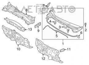Уплотнитель решетки дворников левый Hyundai Elantra UD 11-16