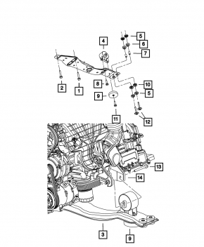 Кронштейн передней подушки двигателя Chrysler 200 11-14 2.4