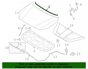 Уплотнитель капота Hyundai Kona 18-23