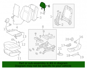 Подголовник передний левый Toyota Camry v55 15-15 usa, ткань, серый, под химчистку