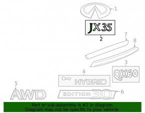 Эмблема надпись JX35 крышки багажника Infiniti JX35 13-13