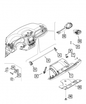 Перчаточный ящик, бардачок Jeep Renegade 15-23 черн, задиры