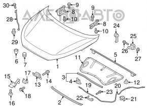 Петля капота права Hyundai Tucson 16-21