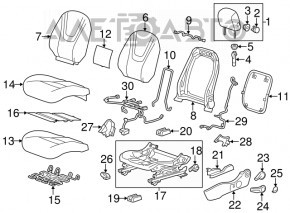 Водительское сидение Chevrolet Volt 11-15 без airbag, кожа individual стрельнувшее