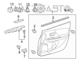 Обшивка двери карточка передняя правая Toyota Prius V 12-17 беж с беж вставкой ткань, без отражателя