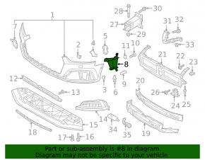 Воздуховод переднего бампера правый Audi A5 F5 18-19 S-Line