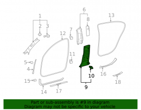 Накладка центральной стойки нижняя правая Lexus GS300 GS350 GS430 GS450h 06-08 кожа черная