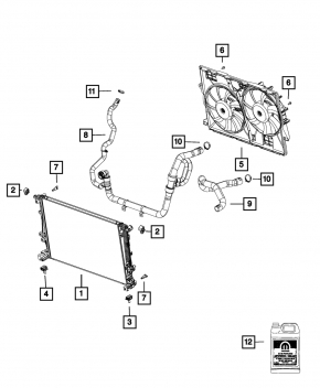 Патрубок охлаждения верхний Jeep Cherokee KL 14-18 2.4