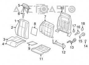 Водительское сидение Jeep Compass 11-14 без airbag, ткань черн